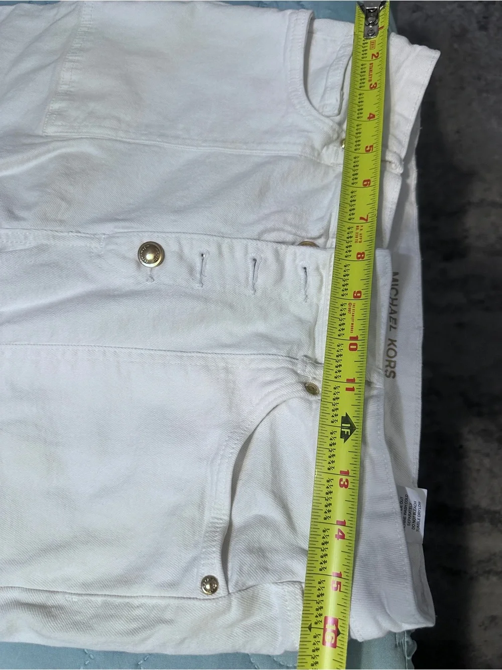 Michael Kors White Boot-Cut Jeans with Button Fly Front